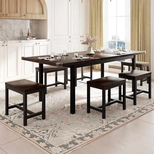 YOSIMFUR 5-Piece Dining Table Set for 4-8 People, 63 - Image 62