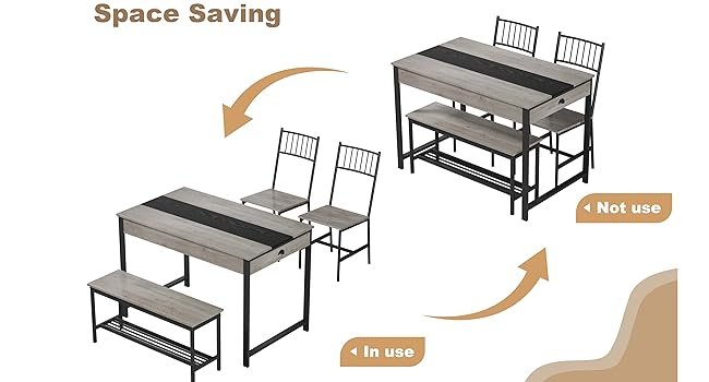 Space-saving kitchen dining table and chairs