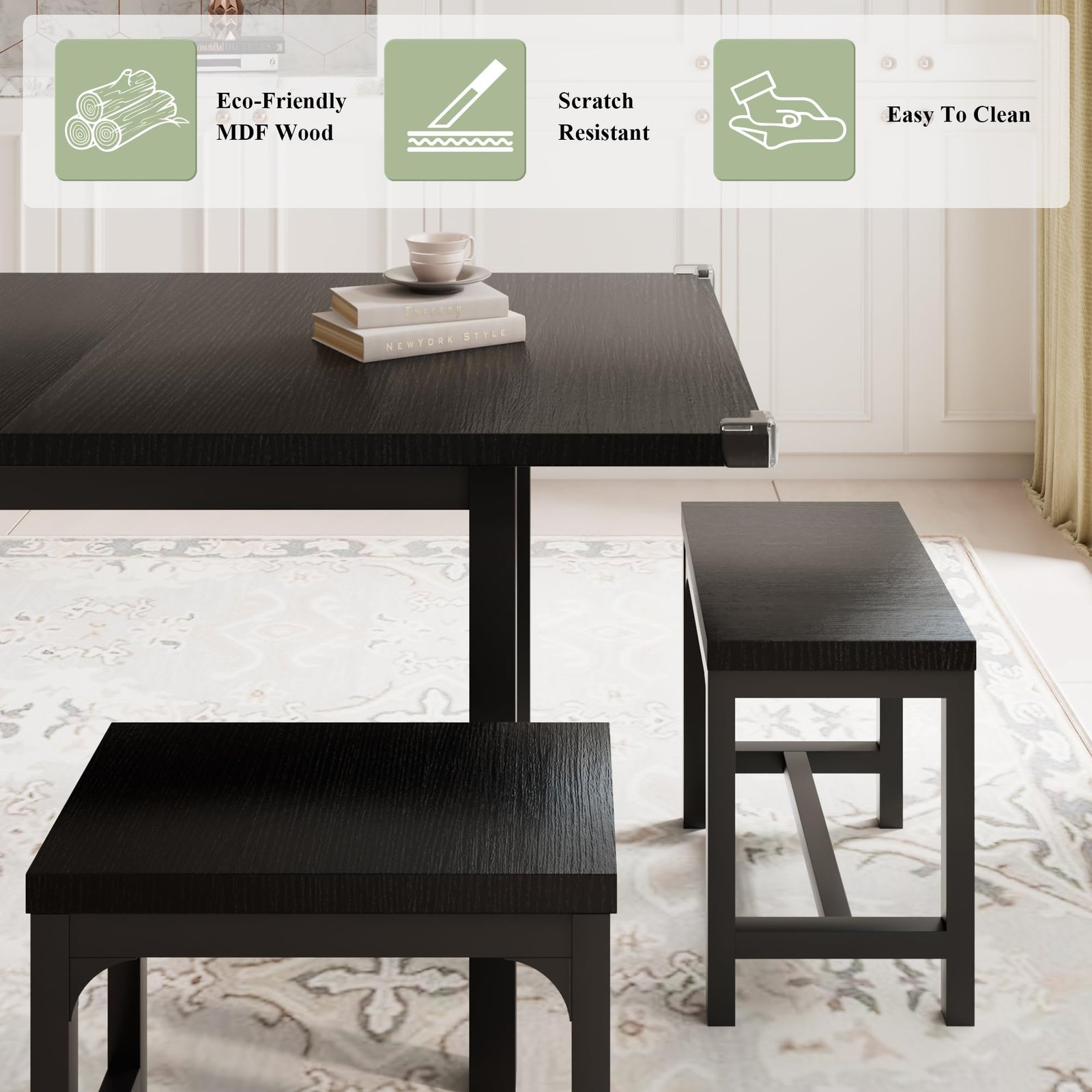 YOSIMFUR 5-Piece Dining Table Set for 4-8 People, 63 - Image 28