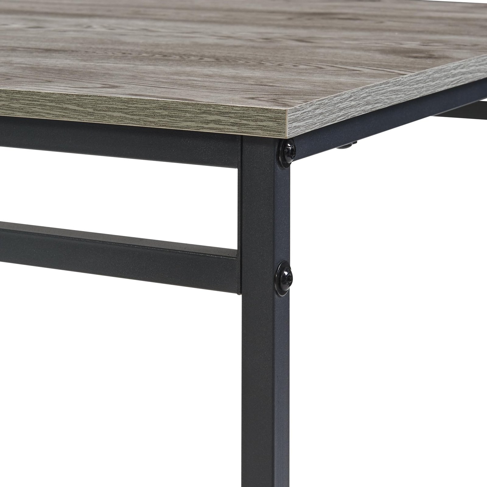 YOSIMFUR 3 Piece Dining Room Table Set 43 Inch Kitchen Table with Two Benches Breakfast Table Top with Sew Kerf Finish Metal Frame Dining Room Home (Black Brown) - Image 12