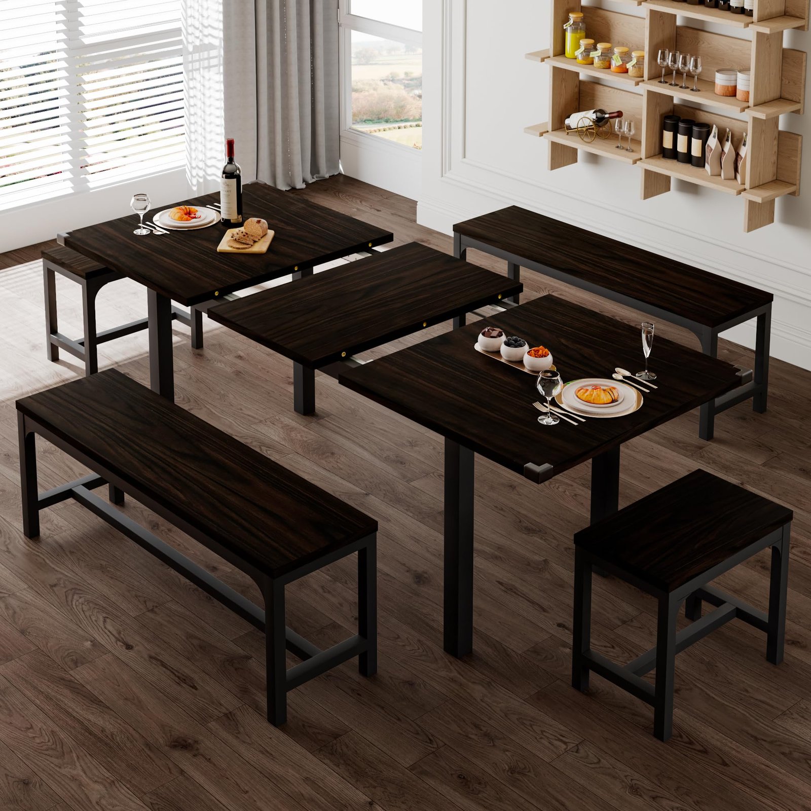 YOSIMFUR 5-Piece Dining Table Set for 4-8 People, 63 - Image 18