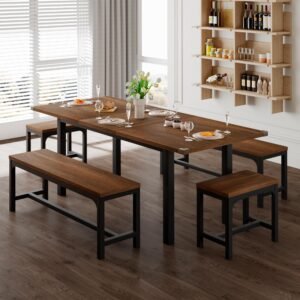 YOSIMFUR 5-Piece Dining Table Set for 4-8 People, 63
