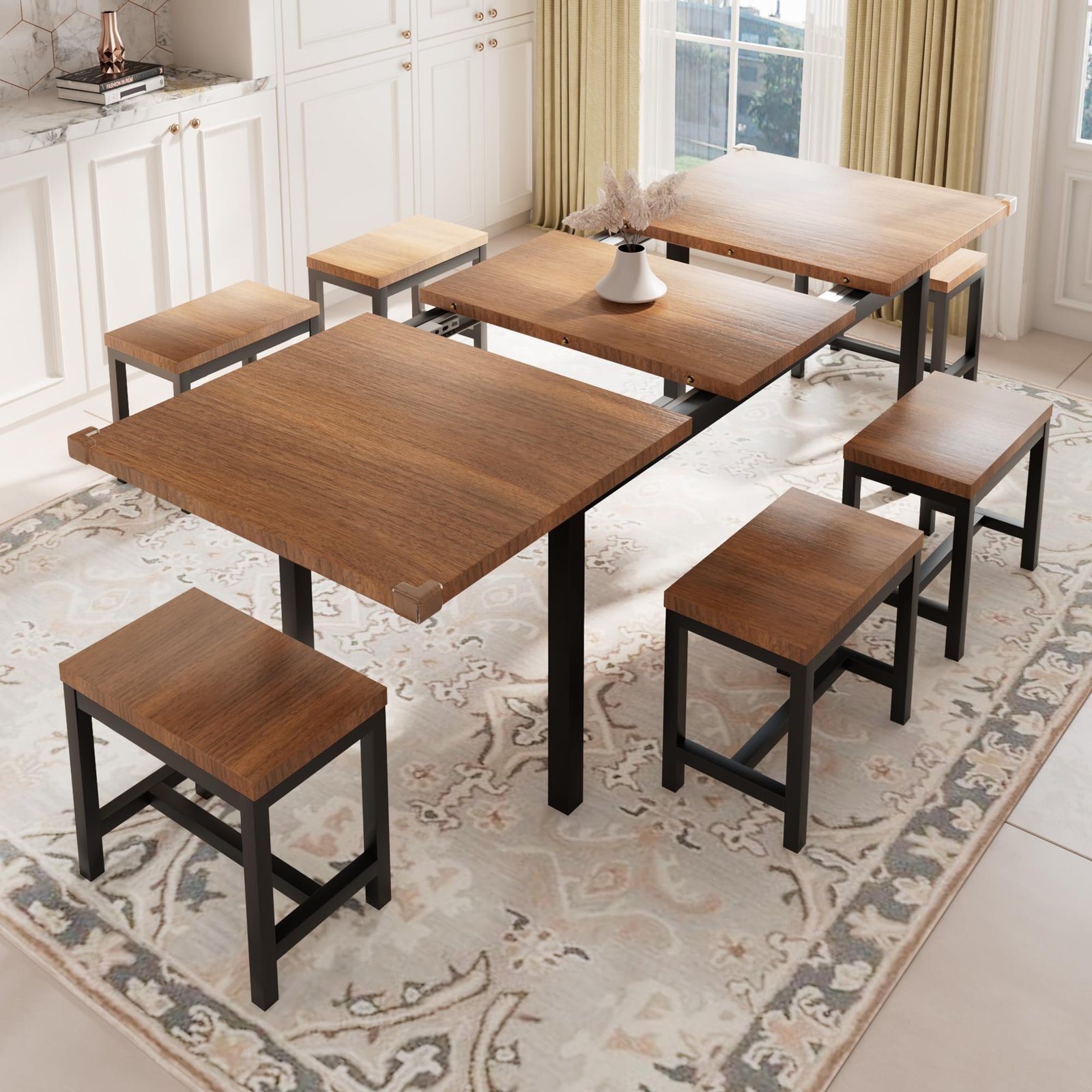 YOSIMFUR 5-Piece Dining Table Set for 4-8 People, 63 - Image 60