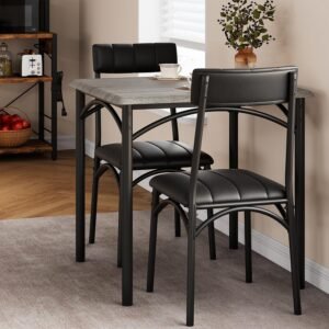 YOSIMFUR Kitchen Table and Chairs for 4, Rectangular Dining Set with Upholstered Chairs, Perfect for Small Spaces, Rustic Black