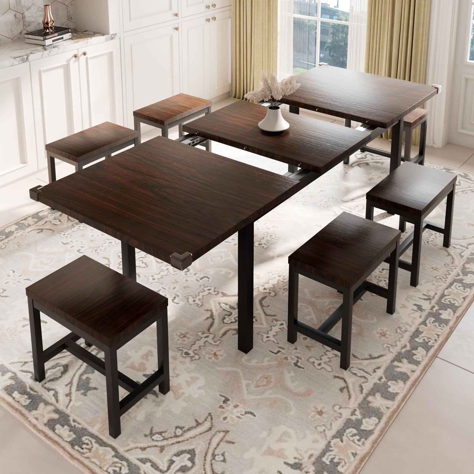 YOSIMFUR 5-Piece Dining Table Set for 4-8 People, 63 - Image 38