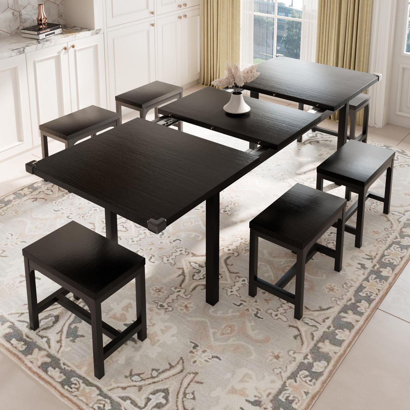 YOSIMFUR 5-Piece Dining Table Set for 4-8 People, 63 - Image 26