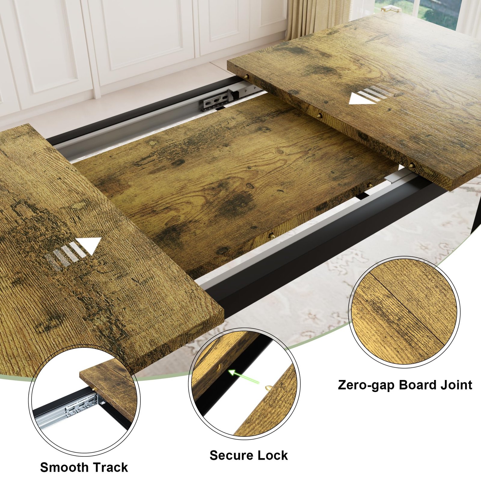 YOSIMFUR 5-Piece Dining Table Set for 4-8 People, 63 - Image 41