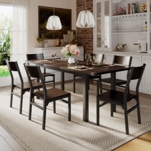 YOSIMFUR 7-Piece Dining Table & Chairs Set for 4-6, 63