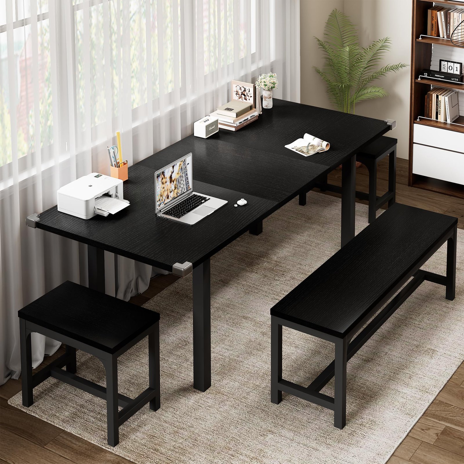 YOSIMFUR 5-Piece Dining Table Set for 4-8 People, 63 - Image 52