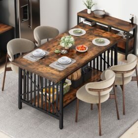 YOSIMFUR 3-Piece Dining Table Set for 4-6 People